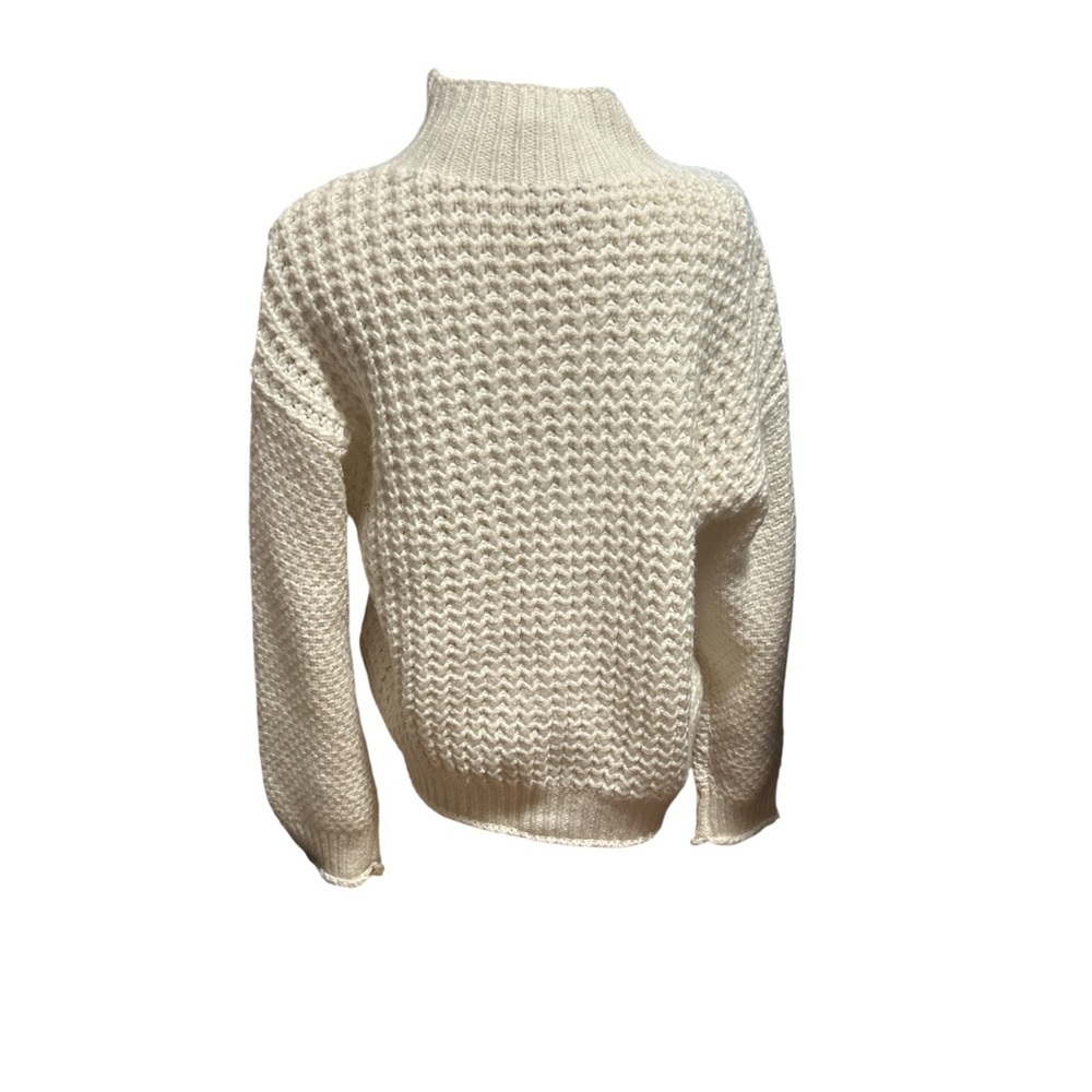 Vince Camuto Ivory Cable Knit Sweater Chain Detail Mock Neck Sz small NWT - Picture 4 of 10